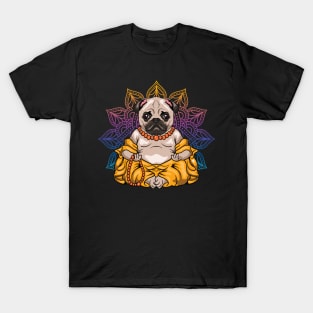 Mandala Yoga Pug Dog Meditate Meditation T-Shirt